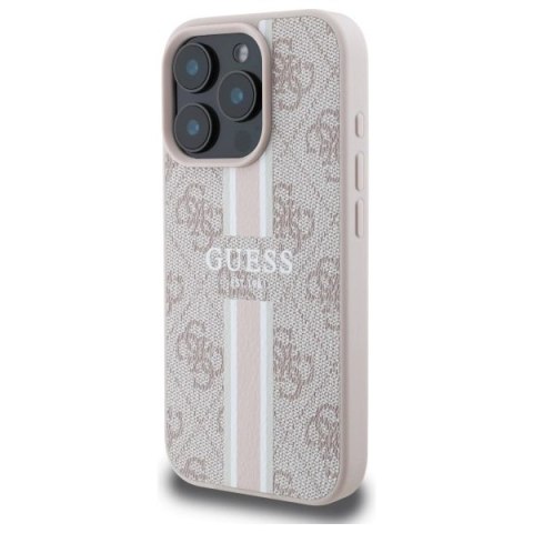 Etui Guess 4G Printed Stripes MagSafe na iPhone 16 Pro Max - różowe