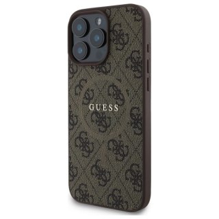 Etui Guess 4G Ring Classic Logo MagSafe na iPhone 16 Pro Max - brązowe