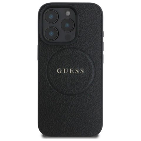 Etui Guess Grained Gold Ring MagSafe na iPhone 16 Pro Max - czarne