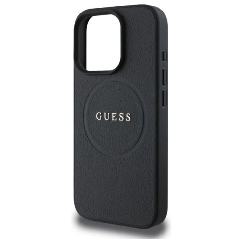 Etui Guess Grained Gold Ring MagSafe na iPhone 16 Pro Max - czarne