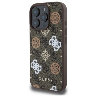Etui Guess Peony On 4G Background MagSafe na iPhone 16 Pro Max - brązowe