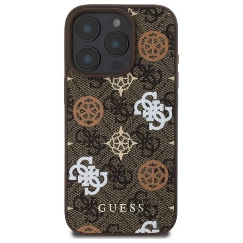 Etui Guess Peony On 4G Background MagSafe na iPhone 16 Pro Max - brązowe
