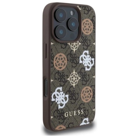 Etui Guess Peony On 4G Background MagSafe na iPhone 16 Pro Max - brązowe