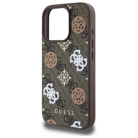 Etui Guess Peony On 4G Background MagSafe na iPhone 16 Pro Max - brązowe