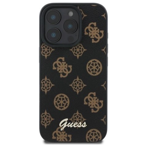 Etui Guess Peony Script MagSafe na iPhone 16 Pro Max - czarne