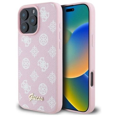 Etui Guess Peony Script MagSafe na iPhone 16 Pro Max - różowe