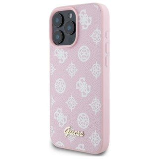 Etui Guess Peony Script MagSafe na iPhone 16 Pro Max - różowe