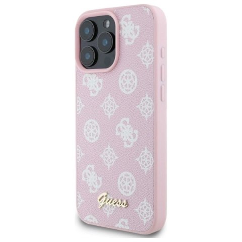 Etui Guess Peony Script MagSafe na iPhone 16 Pro Max - różowe