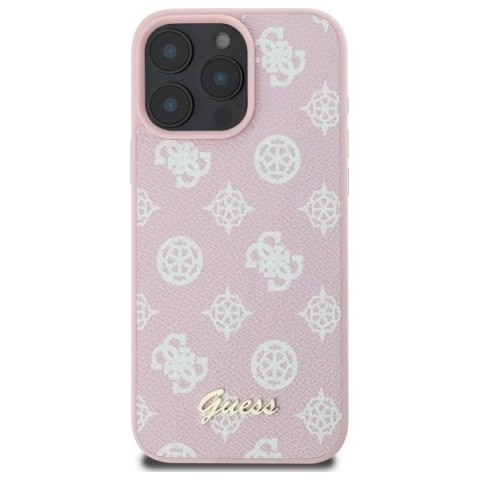 Etui Guess Peony Script MagSafe na iPhone 16 Pro Max - różowe