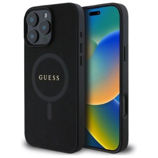 Etui Guess Saffiano Classic Logo MagSafe na iPhone 16 Pro Max - czarne