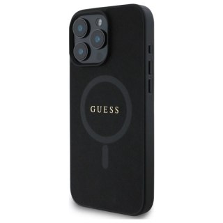 Etui Guess Saffiano Classic Logo MagSafe na iPhone 16 Pro Max - czarne