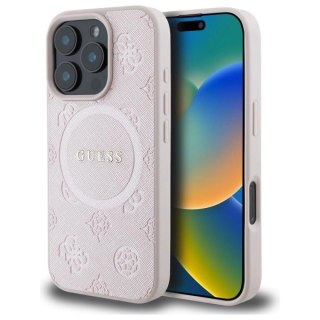 Etui Guess Saffiano Peony Classic Logo MagSafe na iPhone 16 Pro Max - różowe