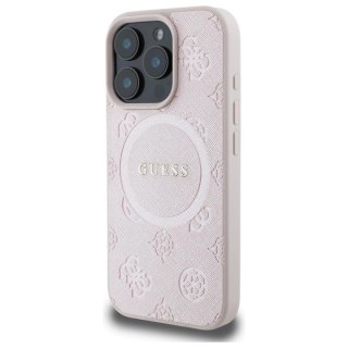 Etui Guess Saffiano Peony Classic Logo MagSafe na iPhone 16 Pro Max - różowe