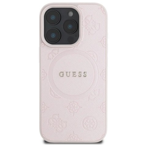 Etui Guess Saffiano Peony Classic Logo MagSafe na iPhone 16 Pro Max - różowe