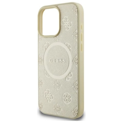 Etui Guess Saffiano Peony Classic Logo MagSafe na iPhone 16 Pro Max - złote