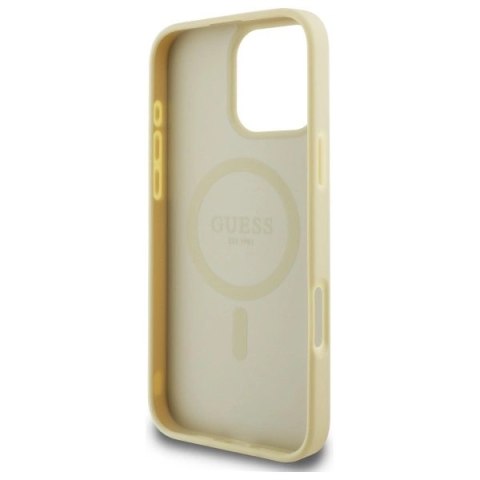 Etui Guess Saffiano Peony Classic Logo MagSafe na iPhone 16 Pro Max - złote
