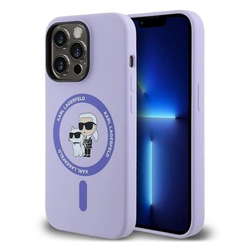 Etui Karl Lagerfeld HC MagSafe Silicone Karl&Choupette Heads Ring na iPhone 14 Pro - fioletowe Etui Karl Lagerfeld HC MagSafe Silicone Karl&Choupette Heads Ring na iPhone 14 Pro - fioletowe