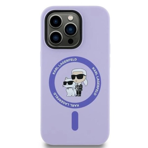 Etui Karl Lagerfeld HC MagSafe Silicone Karl&Choupette Heads Ring na iPhone 14 Pro - fioletowe Etui Karl Lagerfeld HC MagSafe Silicone Karl&Choupette Heads Ring na iPhone 14 Pro - fioletowe