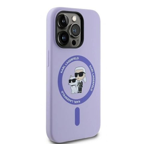 Etui Karl Lagerfeld HC MagSafe Silicone Karl&Choupette Heads Ring na iPhone 14 Pro - fioletowe Etui Karl Lagerfeld HC MagSafe Silicone Karl&Choupette Heads Ring na iPhone 14 Pro - fioletowe