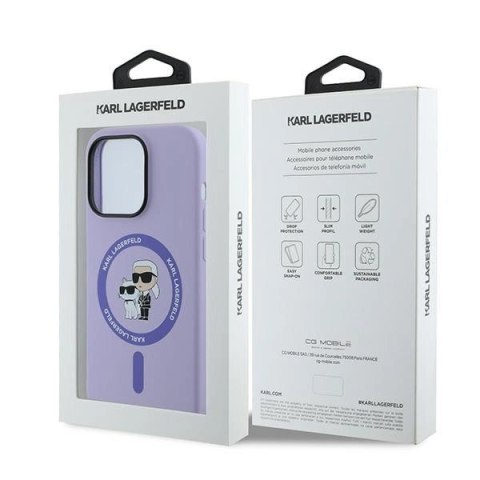 Etui Karl Lagerfeld HC MagSafe Silicone Karl&Choupette Heads Ring na iPhone 14 Pro - fioletowe Etui Karl Lagerfeld HC MagSafe Silicone Karl&Choupette Heads Ring na iPhone 14 Pro - fioletowe