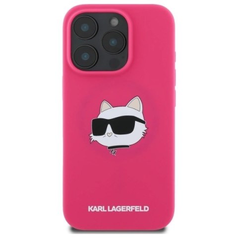 Etui Karl Lagerfeld Silicone Choupette Head MagSafe na iPhone 16 Pro - różowe