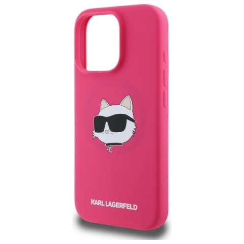 Etui Karl Lagerfeld Silicone Choupette Head MagSafe na iPhone 16 Pro - różowe