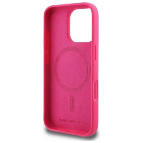 Etui Karl Lagerfeld Silicone Choupette Head MagSafe na iPhone 16 Pro - różowe