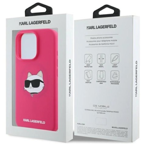 Etui Karl Lagerfeld Silicone Choupette Head MagSafe na iPhone 16 Pro - różowe