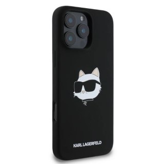 Etui Karl Lagerfeld Silicone Choupette Head Print MagSafe na iPhone 16 Pro Max - czarne