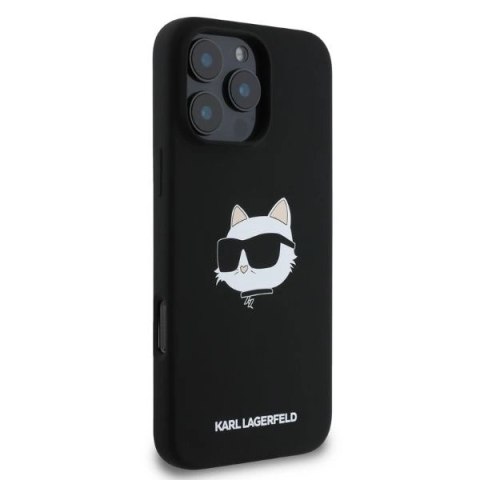 Etui Karl Lagerfeld Silicone Choupette Head Print MagSafe na iPhone 16 Pro Max - czarne Etui Karl Lagerfeld Silicone Choupette Head Print MagSafe na iPhone 16 Pro Max - czarne