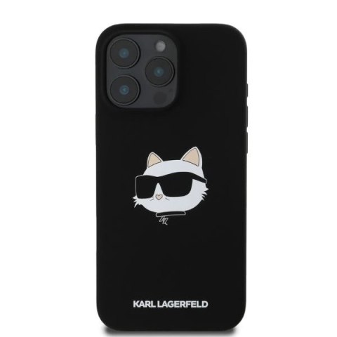 Etui Karl Lagerfeld Silicone Choupette Head Print MagSafe na iPhone 16 Pro Max - czarne Etui Karl Lagerfeld Silicone Choupette Head Print MagSafe na iPhone 16 Pro Max - czarne
