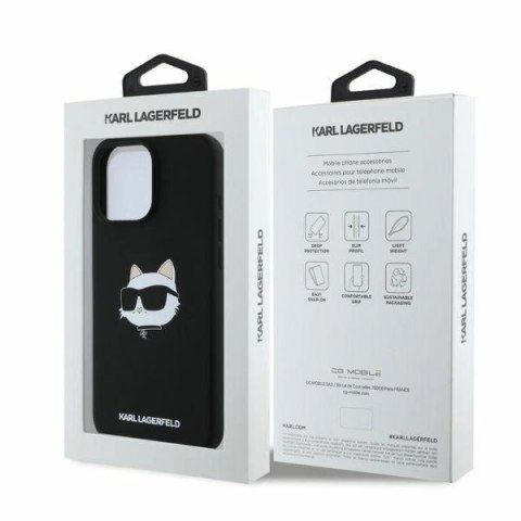 Etui Karl Lagerfeld Silicone Choupette Head Print MagSafe na iPhone 16 Pro Max - czarne Etui Karl Lagerfeld Silicone Choupette Head Print MagSafe na iPhone 16 Pro Max - czarne