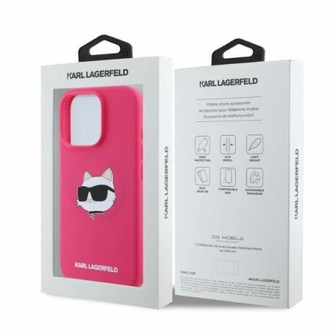 Etui Karl Lagerfeld Silicone Choupette Head Print MagSafe na iPhone 16 Pro Max - fuksja Etui Karl Lagerfeld Silicone Choupette Head Print MagSafe na iPhone 16 Pro Max - fuksja