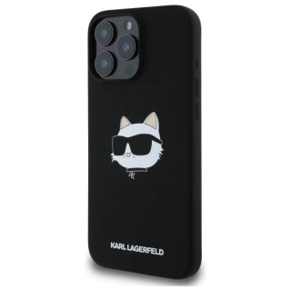 Etui Karl Lagerfeld Silicone Choupette Head Print MagSafe na iPhone 16 Pro - czarne