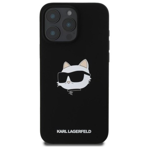 Etui Karl Lagerfeld Silicone Choupette Head Print MagSafe na iPhone 16 Pro - czarne