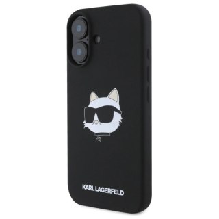 Etui Karl Lagerfeld Silicone Choupette Head Print MagSafe na iPhone 16 - czarne