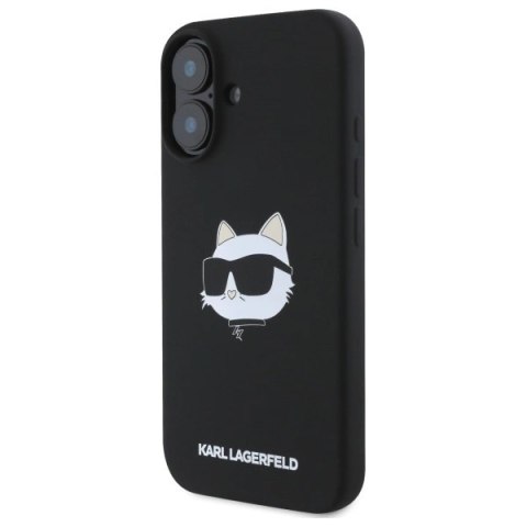 Etui Karl Lagerfeld Silicone Choupette Head Print MagSafe na iPhone 16 - czarne