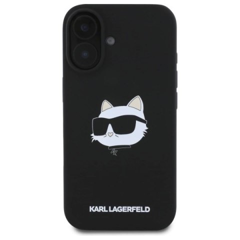 Etui Karl Lagerfeld Silicone Choupette Head Print MagSafe na iPhone 16 - czarne