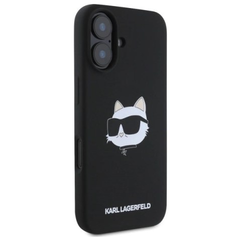 Etui Karl Lagerfeld Silicone Choupette Head Print MagSafe na iPhone 16 - czarne