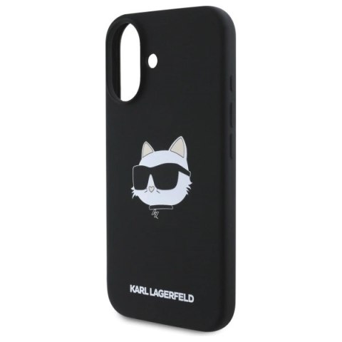 Etui Karl Lagerfeld Silicone Choupette Head Print MagSafe na iPhone 16 - czarne