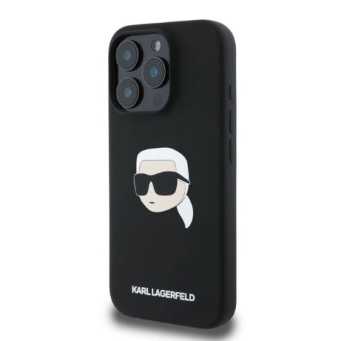 Etui Karl Lagerfeld Silicone Karl Head Print MagSafe na iPhone 16 Pro Max - czarne Etui Karl Lagerfeld Silicone Karl Head Print MagSafe na iPhone 16 Pro Max - czarne