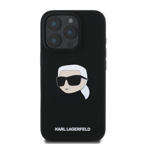 Etui Karl Lagerfeld Silicone Karl Head Print MagSafe na iPhone 16 Pro Max - czarne Etui Karl Lagerfeld Silicone Karl Head Print MagSafe na iPhone 16 Pro Max - czarne