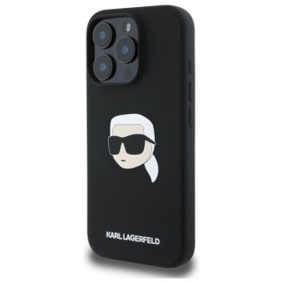 Etui Karl Lagerfeld Silicone Karl Head Print MagSafe na iPhone 16 Pro - czarne