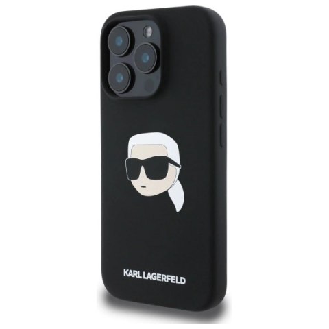 Etui Karl Lagerfeld Silicone Karl Head Print MagSafe na iPhone 16 Pro - czarne