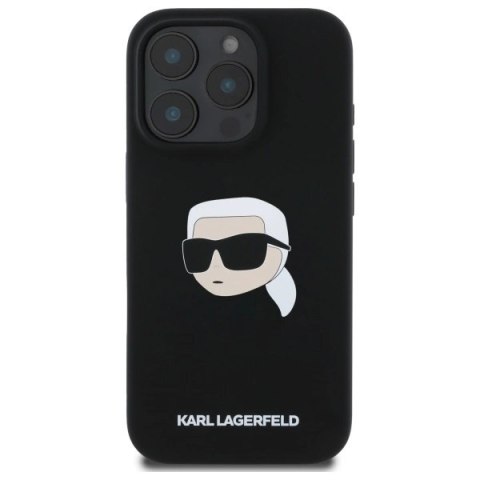 Etui Karl Lagerfeld Silicone Karl Head Print MagSafe na iPhone 16 Pro - czarne