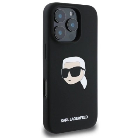 Etui Karl Lagerfeld Silicone Karl Head Print MagSafe na iPhone 16 Pro - czarne