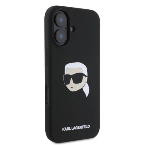 Etui Karl Lagerfeld Silicone Karl Head Print MagSafe na iPhone 16 - czarne Etui Karl Lagerfeld Silicone Karl Head Print MagSafe na iPhone 16 - czarne