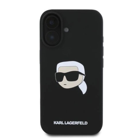Etui Karl Lagerfeld Silicone Karl Head Print MagSafe na iPhone 16 - czarne Etui Karl Lagerfeld Silicone Karl Head Print MagSafe na iPhone 16 - czarne