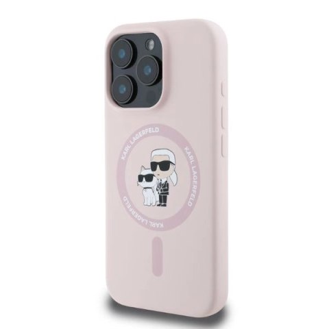 Etui Karl Lagerfeld Silicone Karl&Choupette Heads MagSafe na iPhone 16 Pro Max - różowe Etui Karl Lagerfeld Silicone Karl&Choupette Heads MagSafe na iPhone 16 Pro Max - różowe