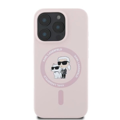 Etui Karl Lagerfeld Silicone Karl&Choupette Heads MagSafe na iPhone 16 Pro Max - różowe Etui Karl Lagerfeld Silicone Karl&Choupette Heads MagSafe na iPhone 16 Pro Max - różowe